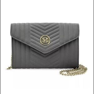 Badgley Mischka Crossbody Chevron Quilted Center Grey NWT (MSRP $99)